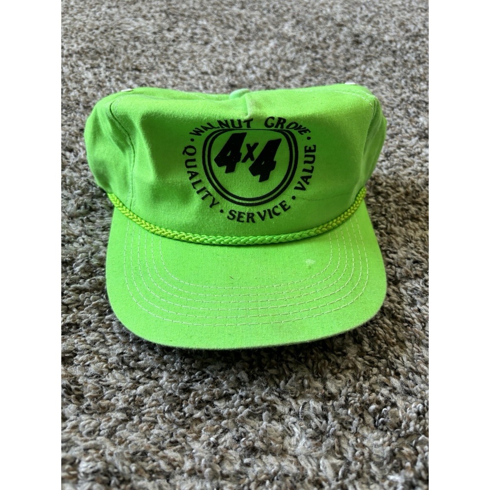 Walnut Grove Iowa 4x4 SnapBack Flat Brim Hat Neon Green Iowa K-Products USA MADE